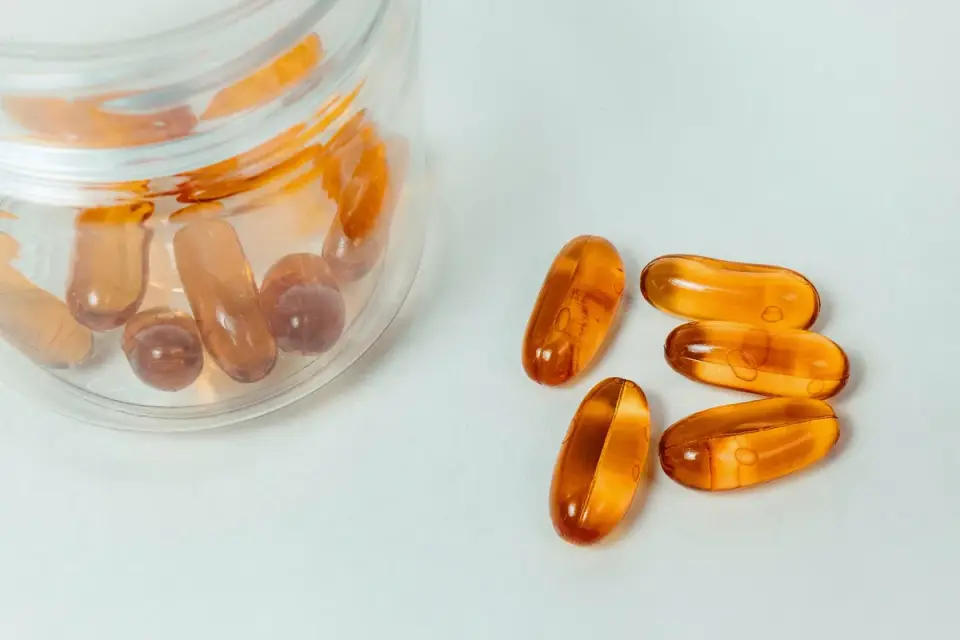 Close-up of a dog supplement label showing the ingredient and guaranteed analysis panel