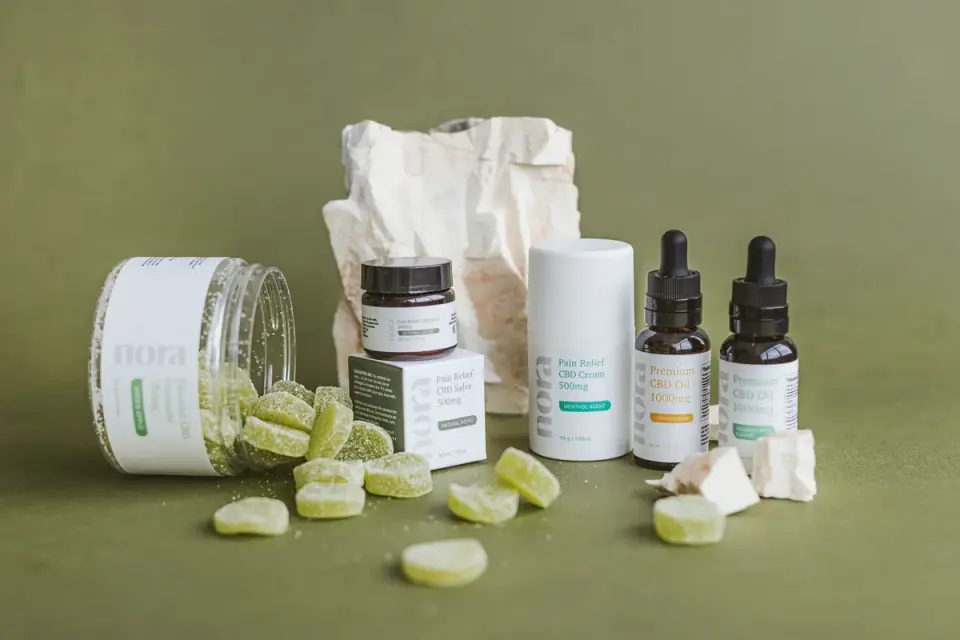 Dog joint supplement chews next to a bottle with a visible label